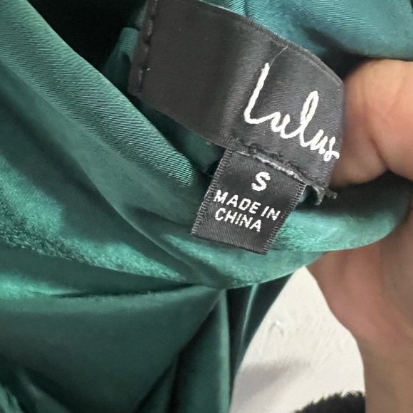 Lulu's Sincerest Elegance Emerald Satin Cowl Back Bow Mini Dress - Picture 9 of 10